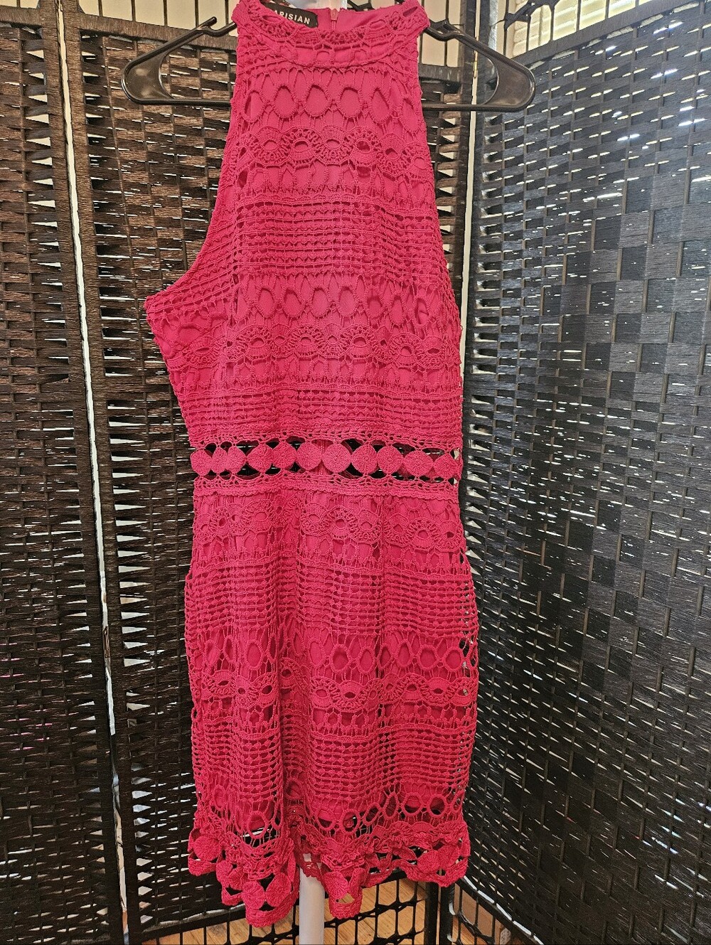 Red Crochet Halter Dress